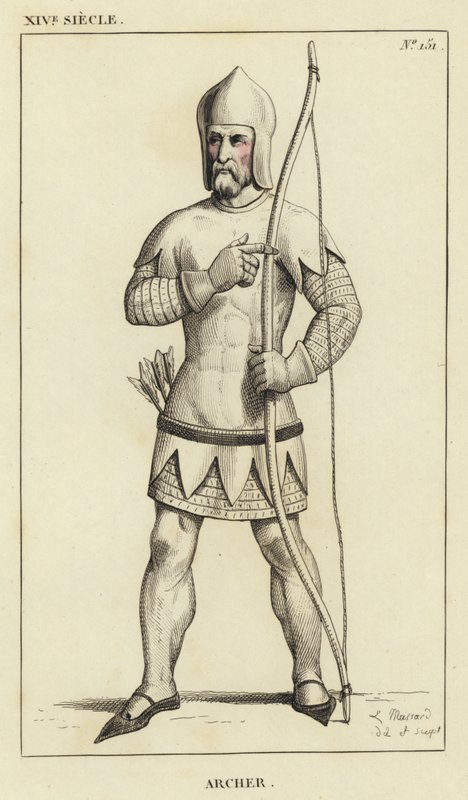 XIV Siecle, Archer (färgad gravyr) av French School