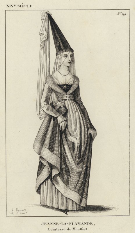 XIV Century, Jeanne-la-Flamande, grevinna av Montfort (gravyr) av French School