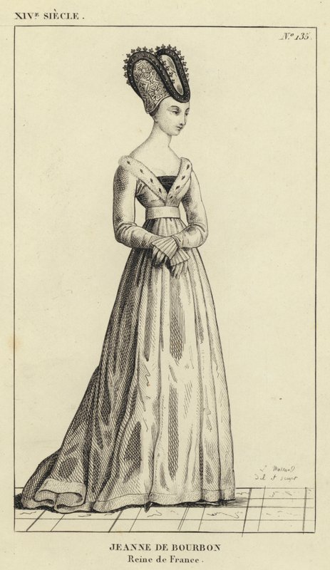 XIV Century, Jeanne de Bourbon, Frankrikes drottning (gravyr) av French School