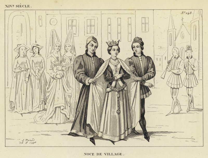 XIV-talet, bybröllop (gravyr) av French School