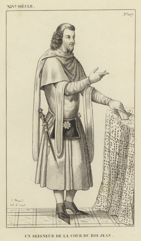 XIV Century, A Lord of the Court of King John (gravyr) av French School