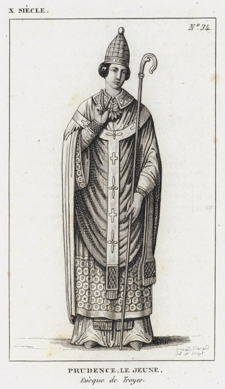 X Century, Prudence den yngre, biskop av Troyes (gravyr) av French School
