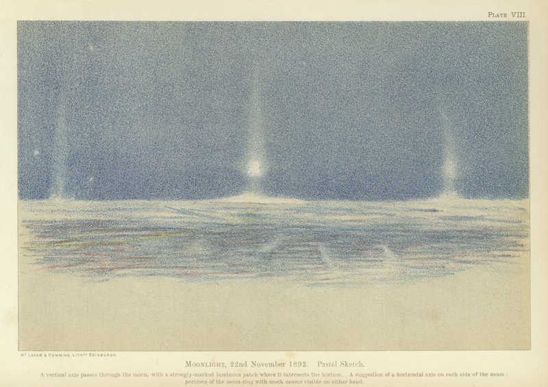 Moonlight, 22 november 1893, pastellskiss (lito i färg) av Fridtjof Nansen