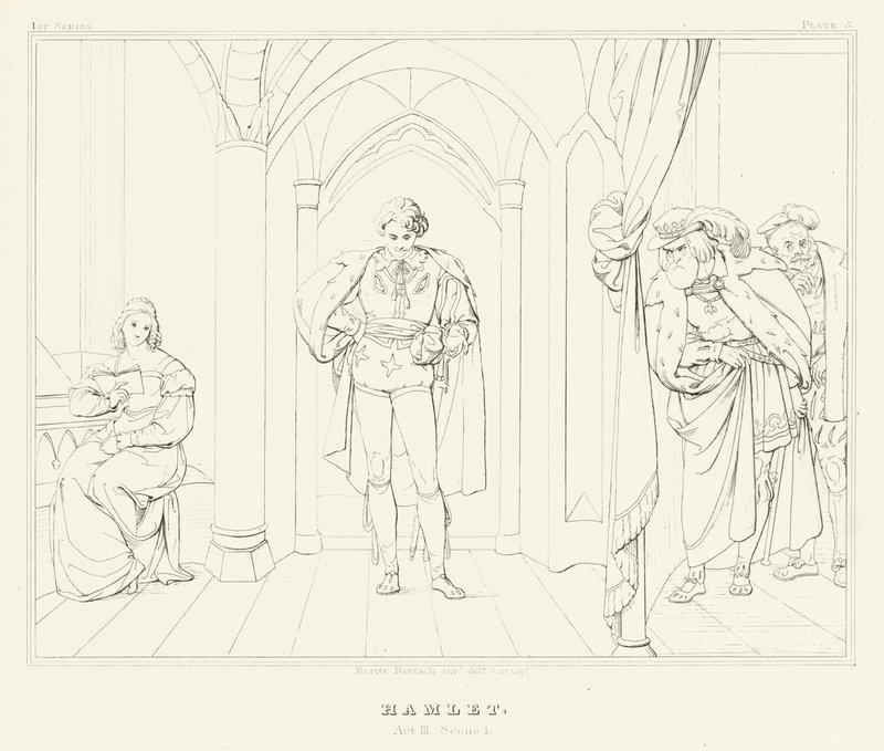 Hamlet, akt III, scen 1 (gravyr) av Friedrich August Moritz Retzsch