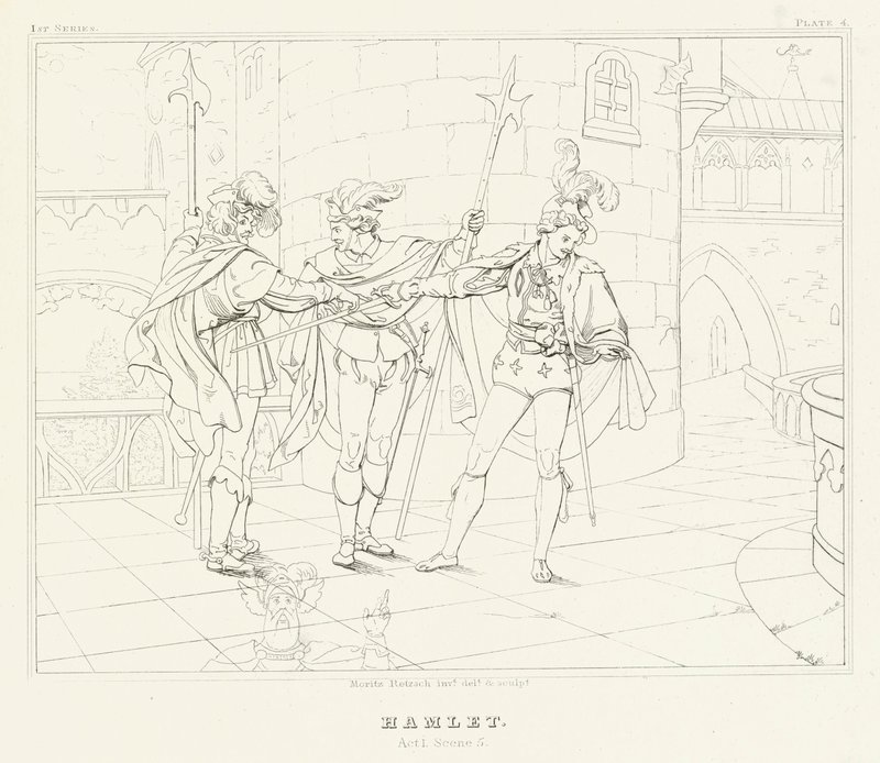 Hamlet, akt I, scen 5 (gravyr) av Friedrich August Moritz Retzsch