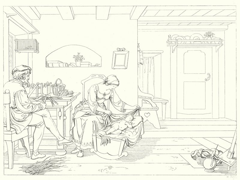 Illustration till Schillers Lied von der Glocke, eller Klockans sång (gravyr) av Friedrich August Moritz Retzsch