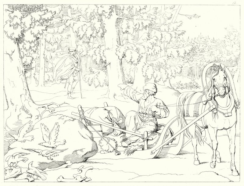Illustration till Schillers Lied von der Glocke, eller Klockans sång (gravyr) av Friedrich August Moritz Retzsch