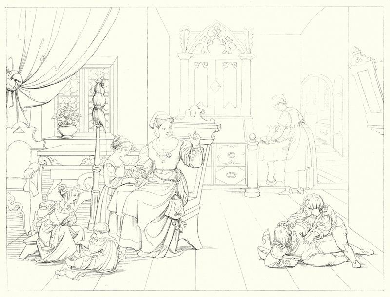 Illustration till Schillers Lied von der Glocke, eller Klockans sång (gravyr) av Friedrich August Moritz Retzsch