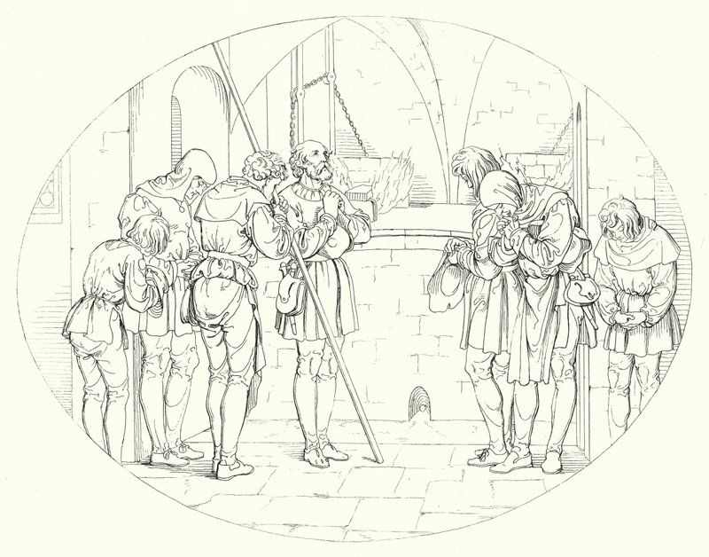 Illustration till Schillers Lied von der Glocke, eller Klockans sång (gravyr) av Friedrich August Moritz Retzsch