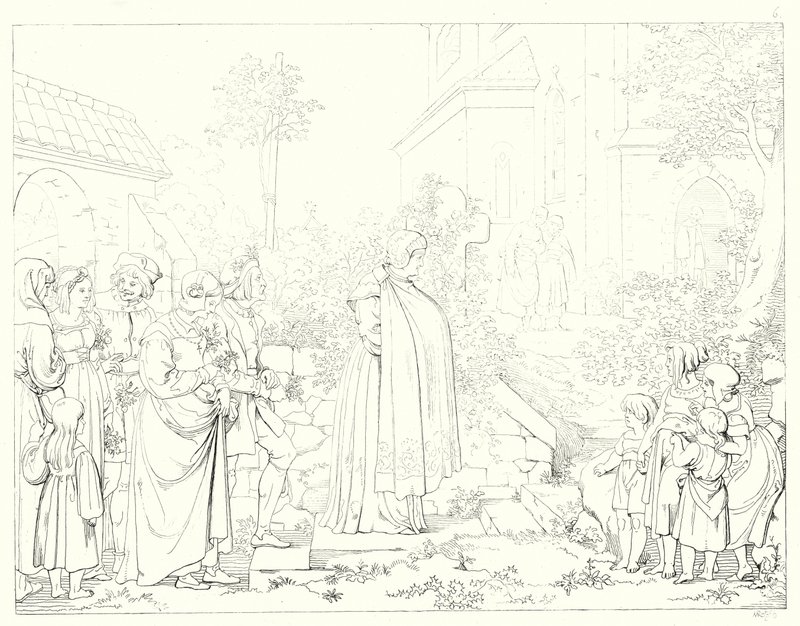 Illustration till Schillers Lied von der Glocke, eller The Song Of The Bell (gravyr) av Friedrich August Moritz Retzsch