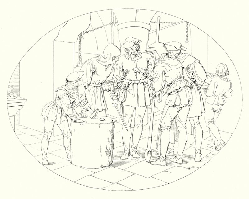 Illustration till Schillers Lied von der Glocke, eller The Song Of The Bell (gravyr) av Friedrich August Moritz Retzsch
