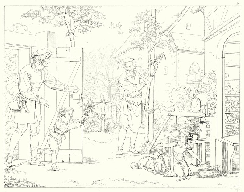 Illustration till Schillers Lied von der Glocke, eller Klockans sång (gravyr) av Friedrich August Moritz Retzsch