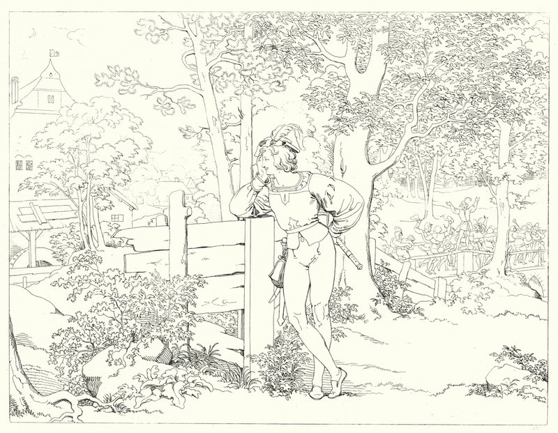 Illustration till Schillers Lied von der Glocke, eller Klockans sång (gravyr) av Friedrich August Moritz Retzsch