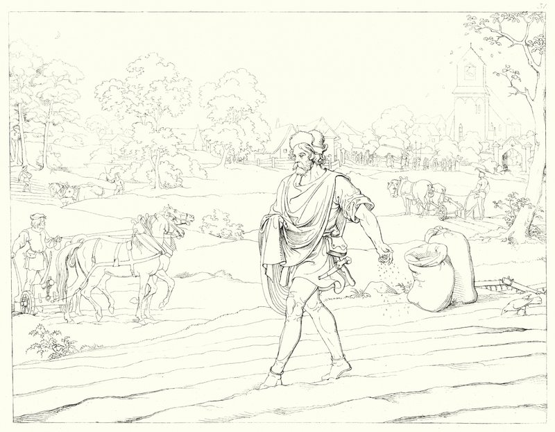 Illustration till Schillers Lied von der Glocke, eller Klockans sång (gravyr) av Friedrich August Moritz Retzsch