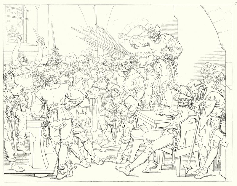Illustration till Schillers Lied von der Glocke, eller Klockans sång (gravyr) av Friedrich August Moritz Retzsch