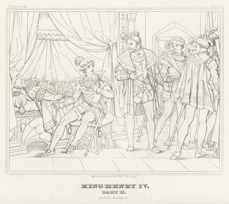 Kung Henrik IV, del II, akt IV, scen 4 (gravyr) av Friedrich August Moritz Retzsch