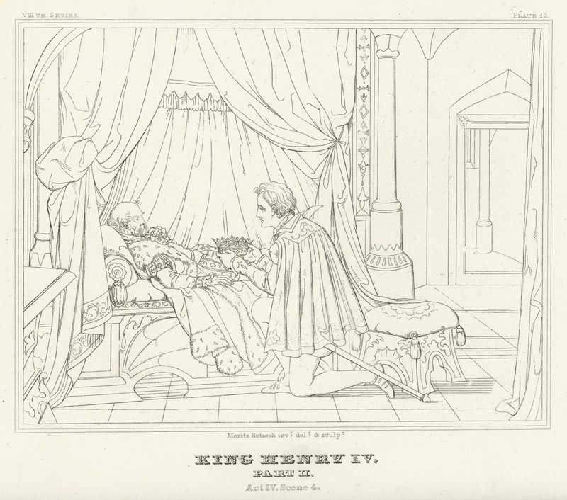 Kung Henrik IV, del II, akt IV, scen 4 (gravyr) av Friedrich August Moritz Retzsch