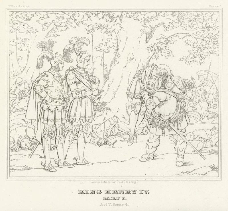 Kung Henrik IV, del I, akt V, scen 4 (gravyr) av Friedrich August Moritz Retzsch
