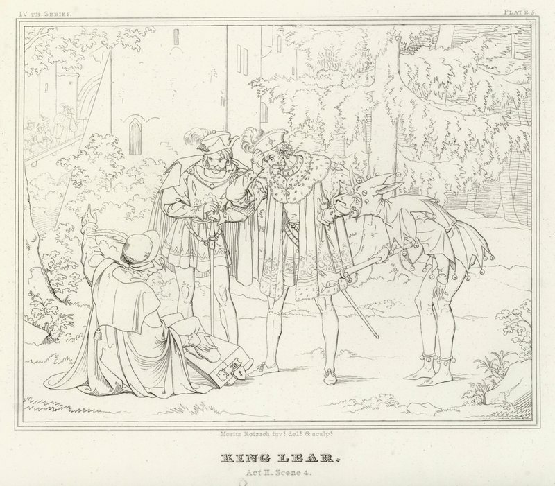 King Lear, akt II, scen 4 (gravyr) av Friedrich August Moritz Retzsch