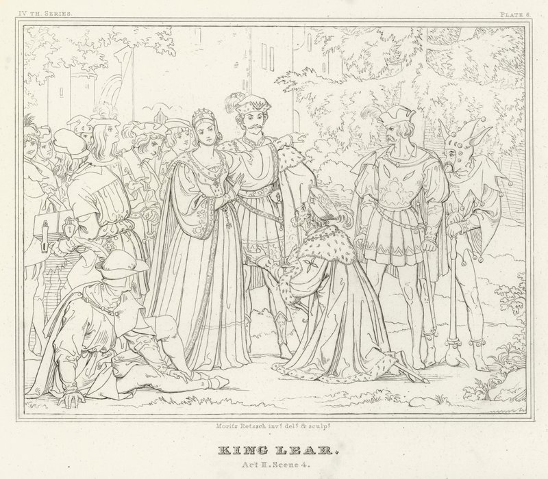 King Lear, akt II, scen 4 (gravyr) av Friedrich August Moritz Retzsch