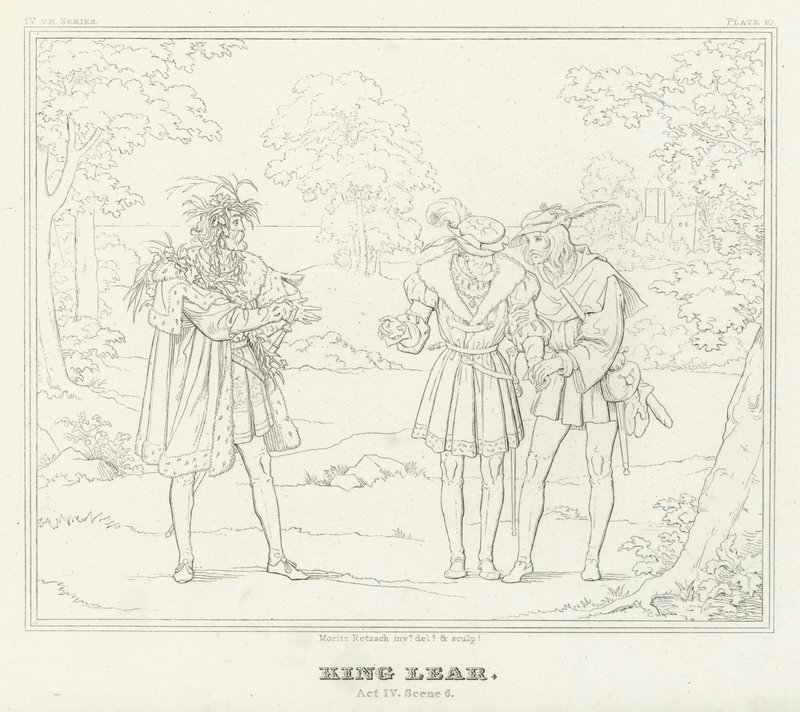 King Lear, akt IV, scen 6 (gravyr) av Friedrich August Moritz Retzsch