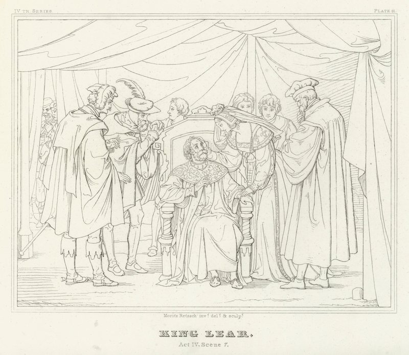 King Lear, akt IV, scen 7 (gravyr) av Friedrich August Moritz Retzsch