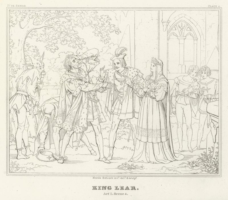 King Lear, akt I, scen 4 (gravyr) av Friedrich August Moritz Retzsch