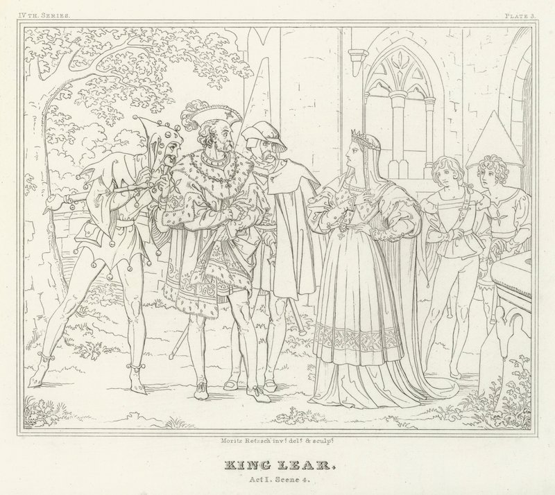 King Lear, akt I, scen 4 (gravyr) av Friedrich August Moritz Retzsch