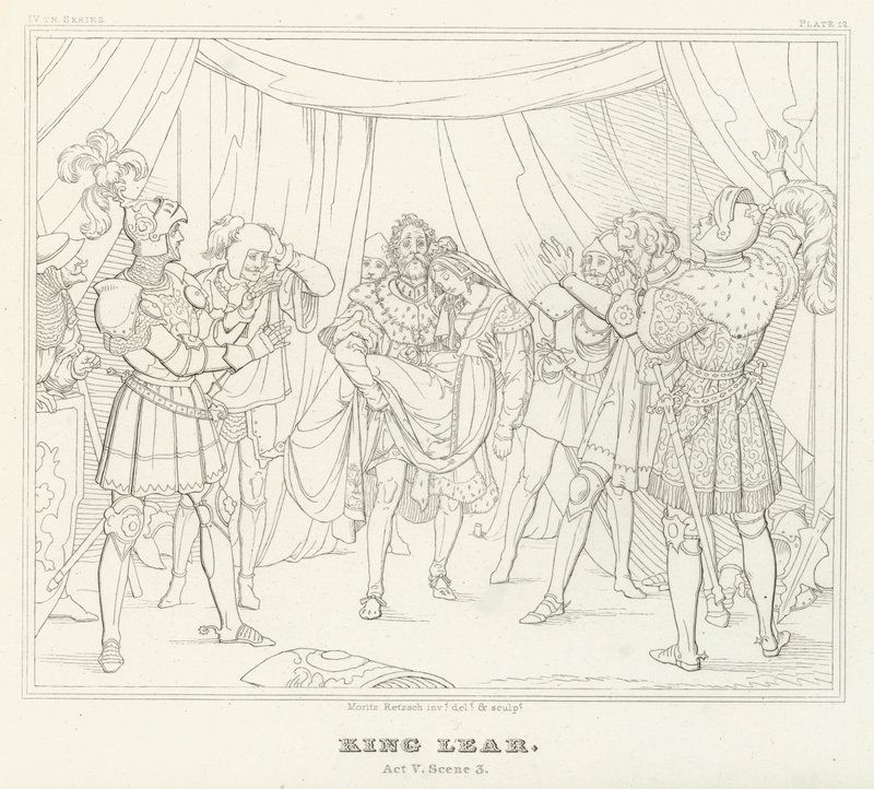 King Lear, Akt V, Scen 3 (gravyr) av Friedrich August Moritz Retzsch