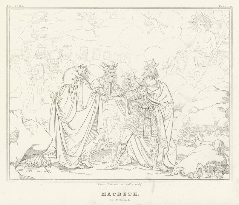 Macbeth, akt IV, scen 1 (gravyr) av Friedrich August Moritz Retzsch