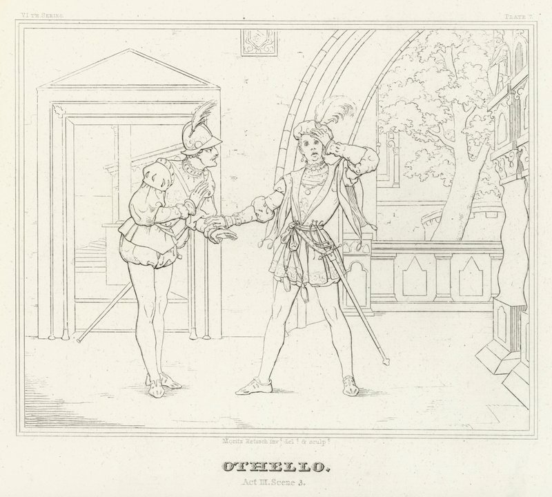 Othello, akt III, scen 3 (gravyr) av Friedrich August Moritz Retzsch