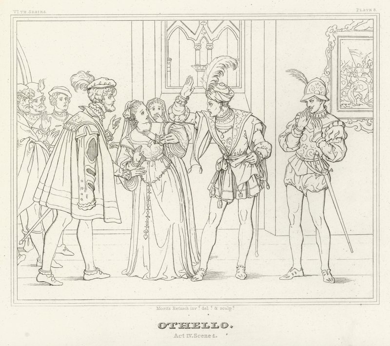 Othello, akt IV, scen 1 (gravyr) av Friedrich August Moritz Retzsch