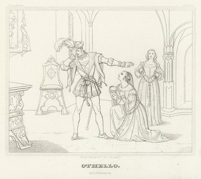 Othello, akt IV, scen 2 (gravyr) av Friedrich August Moritz Retzsch