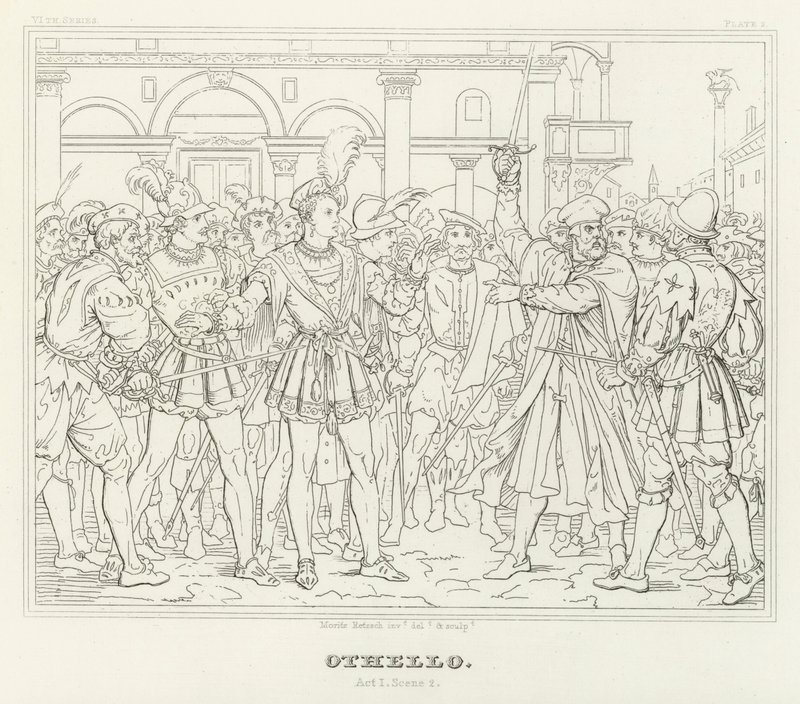 Othello, akt I, scen 2 (gravyr) av Friedrich August Moritz Retzsch