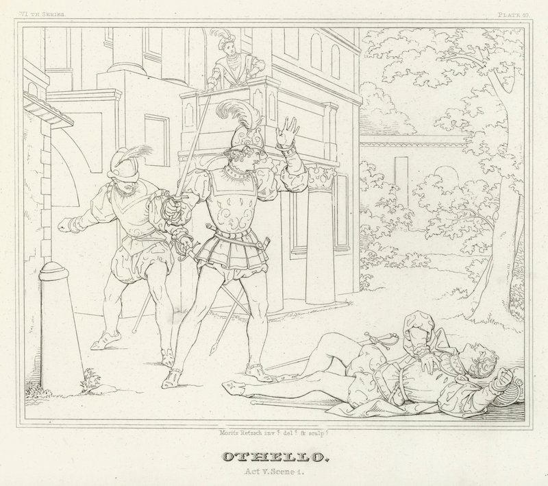 Othello, Akt V, Scen 1 (gravyr) av Friedrich August Moritz Retzsch