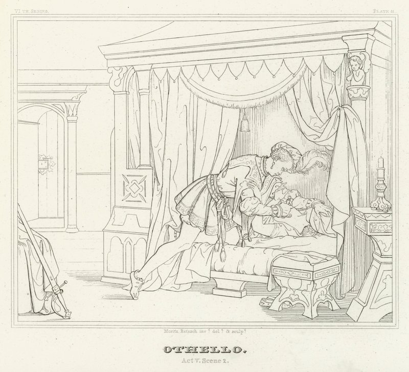 Othello, Akt V, Scen 2 (gravyr) av Friedrich August Moritz Retzsch
