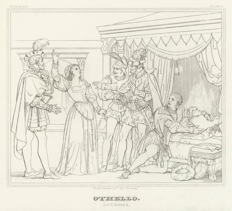 Othello, Akt V, Scen 2 (gravyr) av Friedrich August Moritz Retzsch