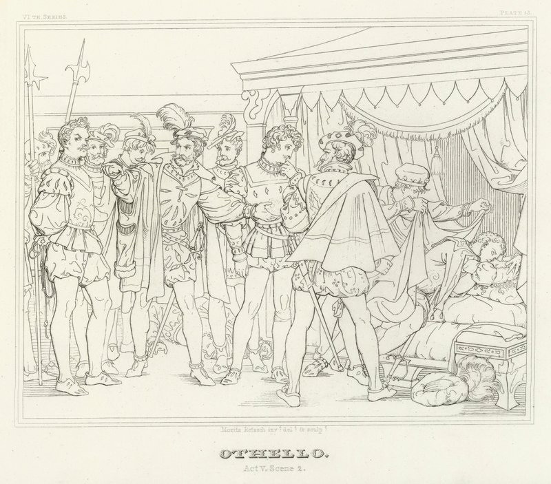 Othello, Akt V, Scen 2 (gravyr) av Friedrich August Moritz Retzsch