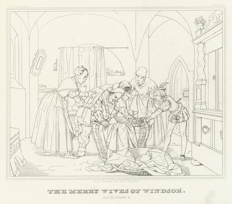 The Merry Wives of Windsor, akt III, scen 3 (gravyr) av Friedrich August Moritz Retzsch