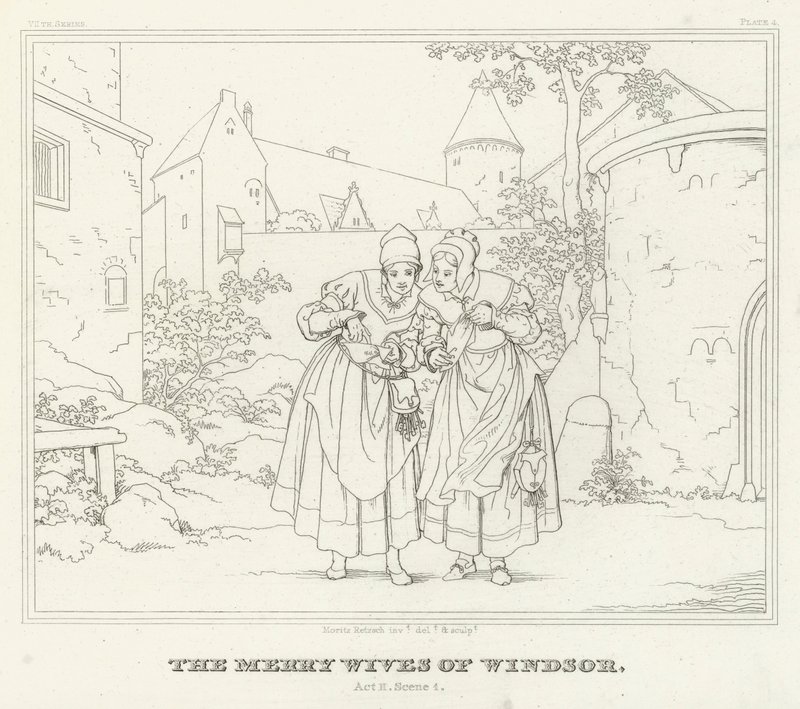 The Merry Wives of Windsor, Akt II, Scene 1 (gravyr) av Friedrich August Moritz Retzsch