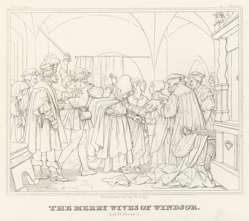 The Merry Wives of Windsor, akt IV, scen 2 (gravyr) av Friedrich August Moritz Retzsch