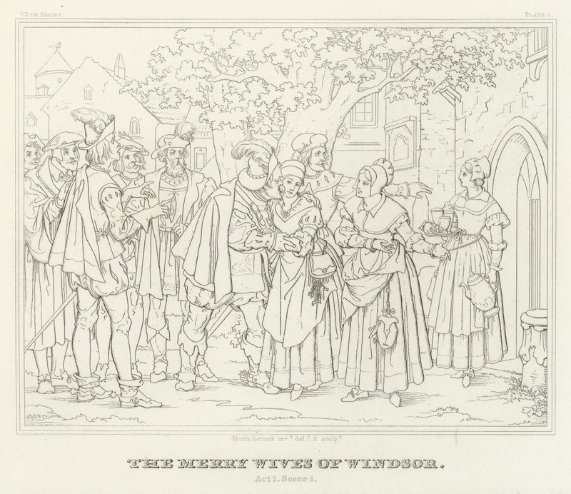 The Merry Wives of Windsor, Akt I, Scene 1 (gravyr) av Friedrich August Moritz Retzsch