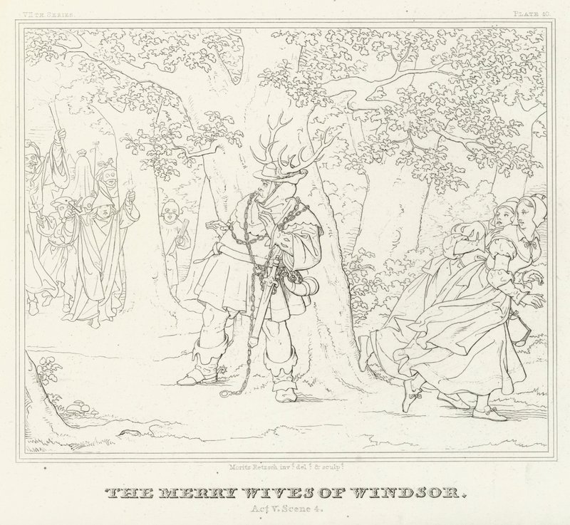 The Merry Wives of Windsor, Akt V, Scene 4 (gravyr) av Friedrich August Moritz Retzsch
