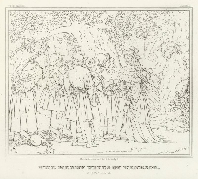 The Merry Wives of Windsor, Akt V, Scene 4 (gravyr) av Friedrich August Moritz Retzsch