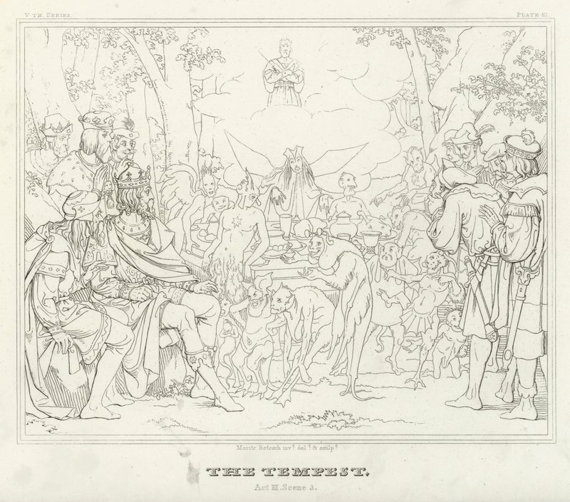 Stormen, akt III, scen 3 (gravyr) av Friedrich August Moritz Retzsch