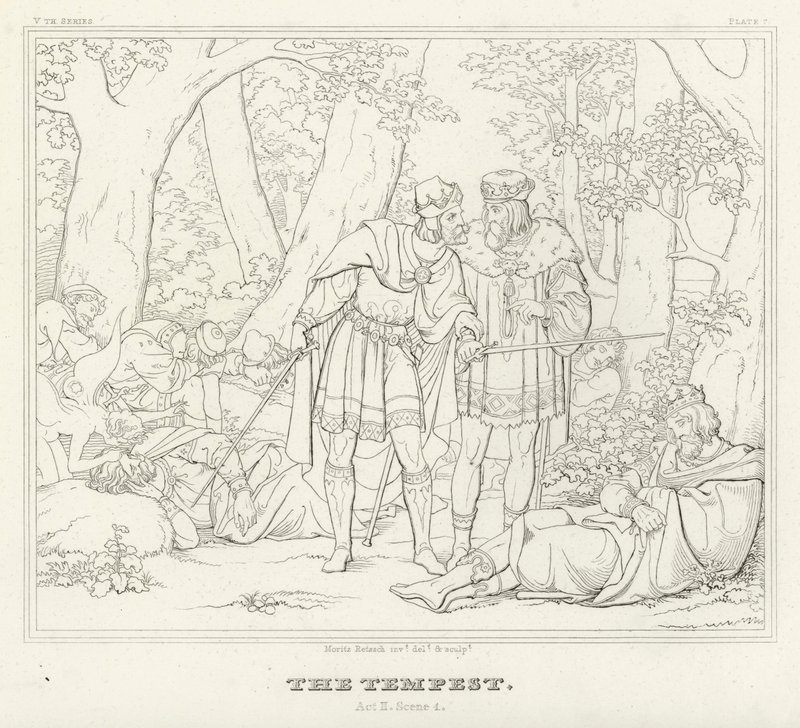 Stormen, akt II, scen 1 (gravyr) av Friedrich August Moritz Retzsch