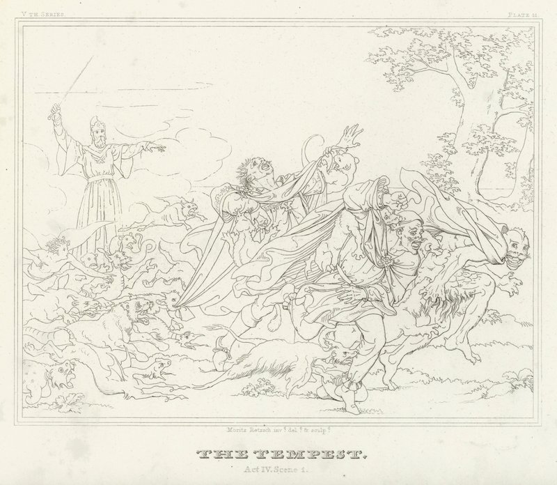 Stormen, akt IV, scen 1 (gravyr) av Friedrich August Moritz Retzsch