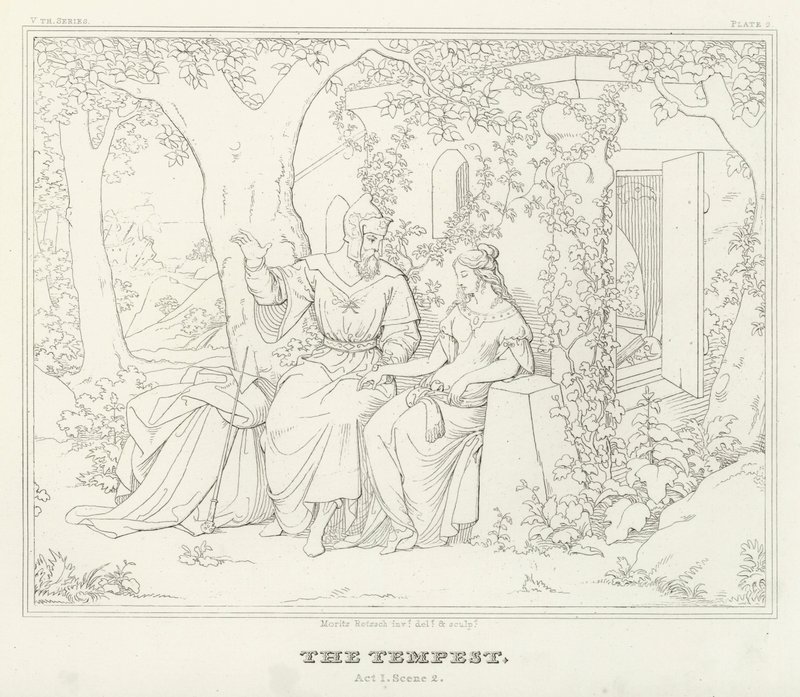 Stormen, akt I, scen 2 (gravyr) av Friedrich August Moritz Retzsch