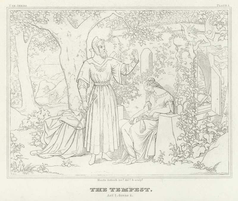 Stormen, akt I, scen 2 (gravyr) av Friedrich August Moritz Retzsch