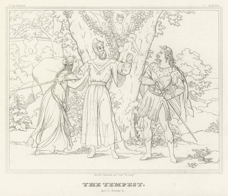 Stormen, akt I, scen 2 (gravyr) av Friedrich August Moritz Retzsch